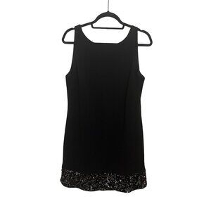 White House Black Market Women's Holiday Black Cocktail Sequin Dress Sz L